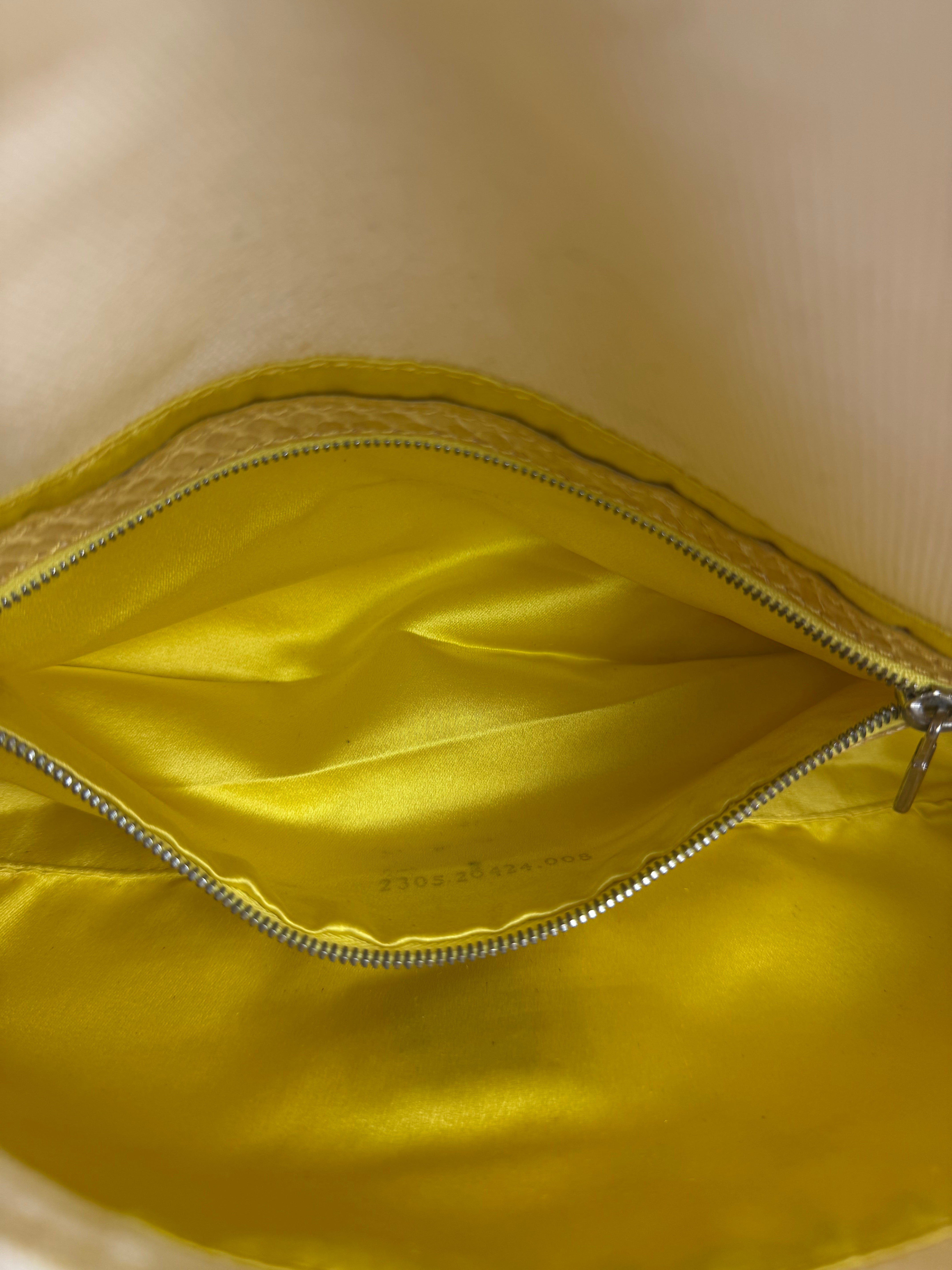 Fendi Vintage Denim x Snakeskin Baguette Yellow