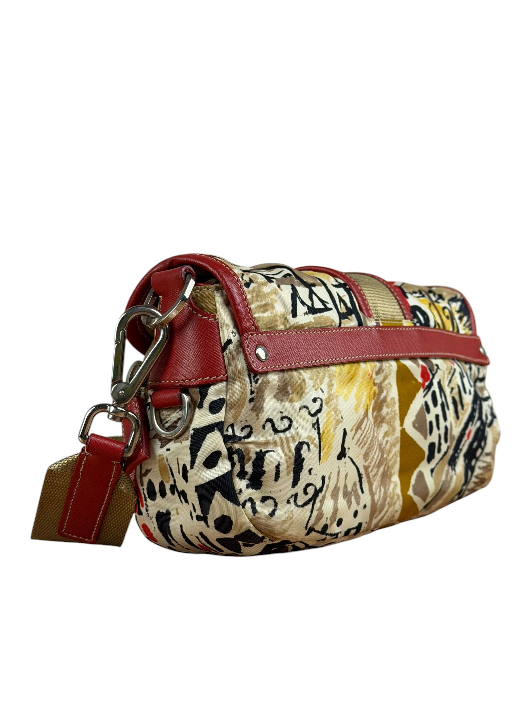 Prada Multicolor Nylon Leather Trim Shoulder Bag