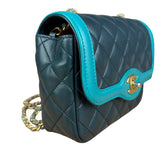 Chanel Quilted Mini Two-Tone Blue Day Flap Bag 2017