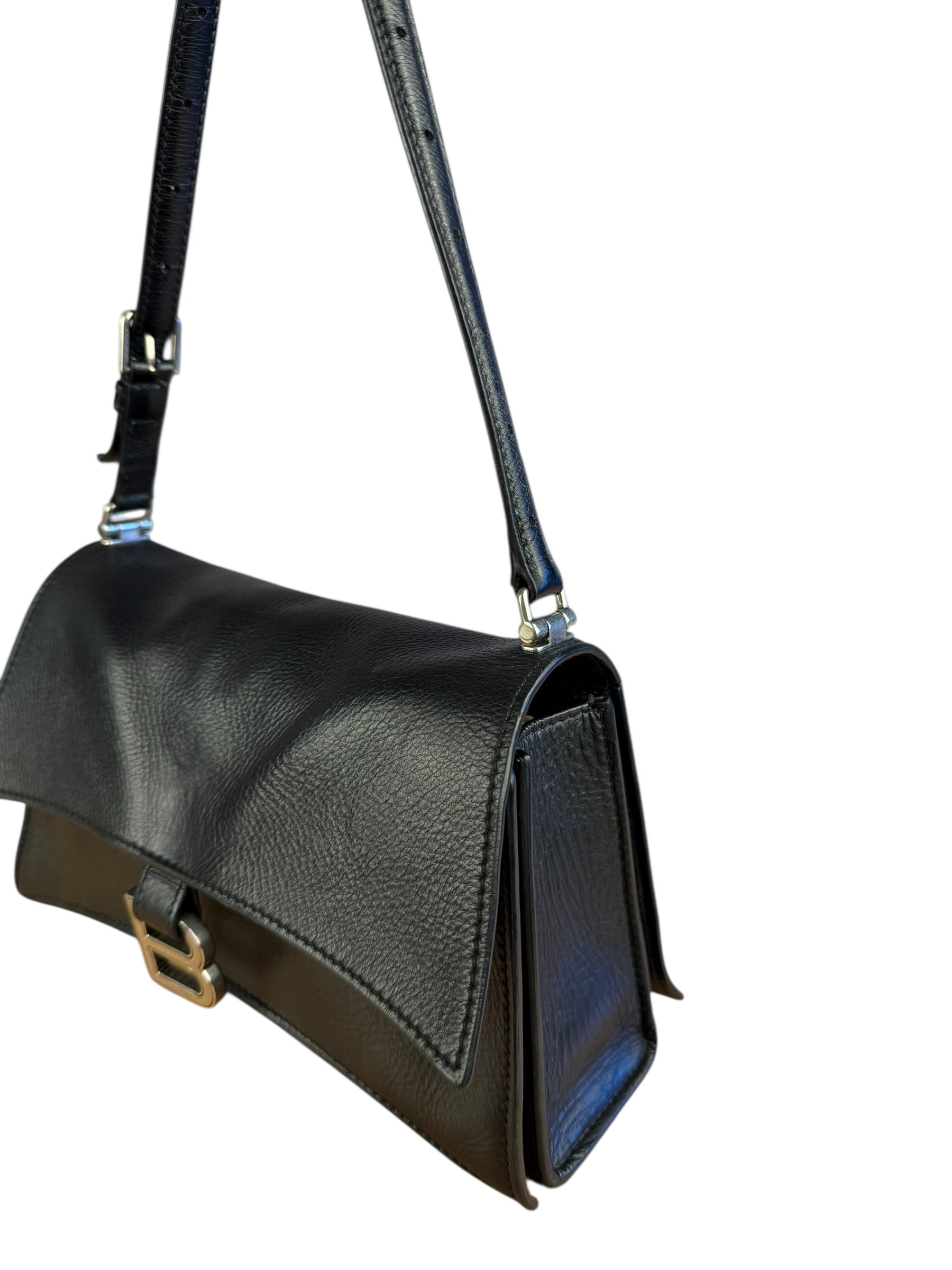 Balenciaga Crush Sling Shoulder Bag Black Leather