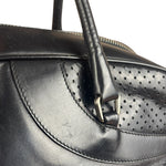Prada Vintage Black Leather Vitello Drive Perforated Bowling Tote Bag