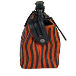 Fendi Navy/Red Leather Trim/Suede Dotcom Striped Two-Way Bag