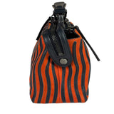 Fendi Navy/Red Leather Trim/Suede Dotcom Striped Two-Way Bag