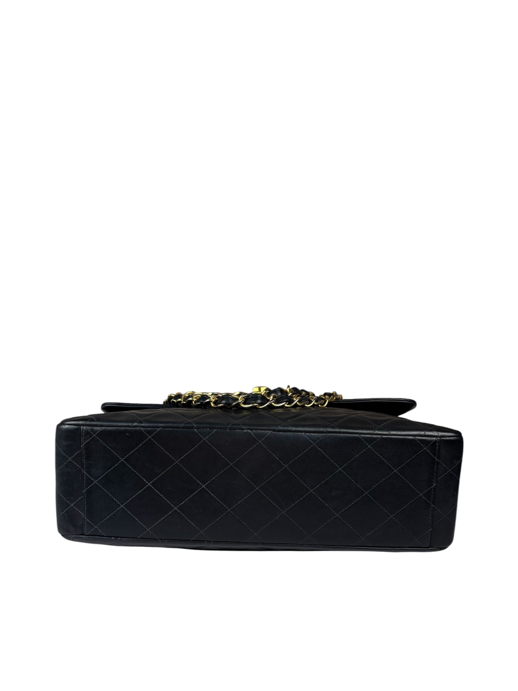Chanel Black Quilted Leather Jumbo Flap Bag 1995