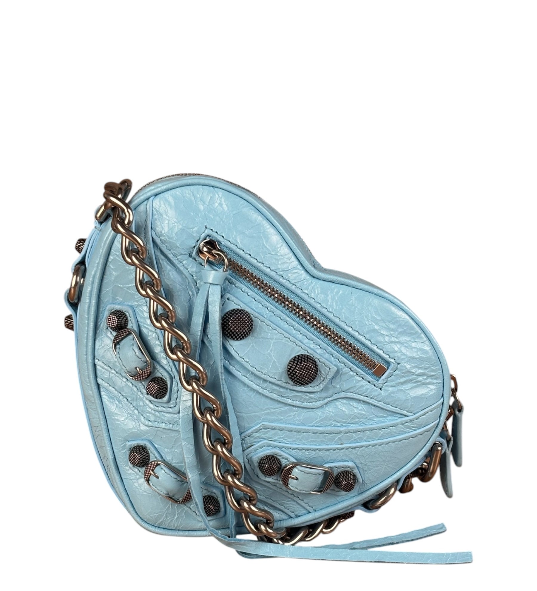 Balenciaga Light Blue Le Cagole Heart Mini Bag