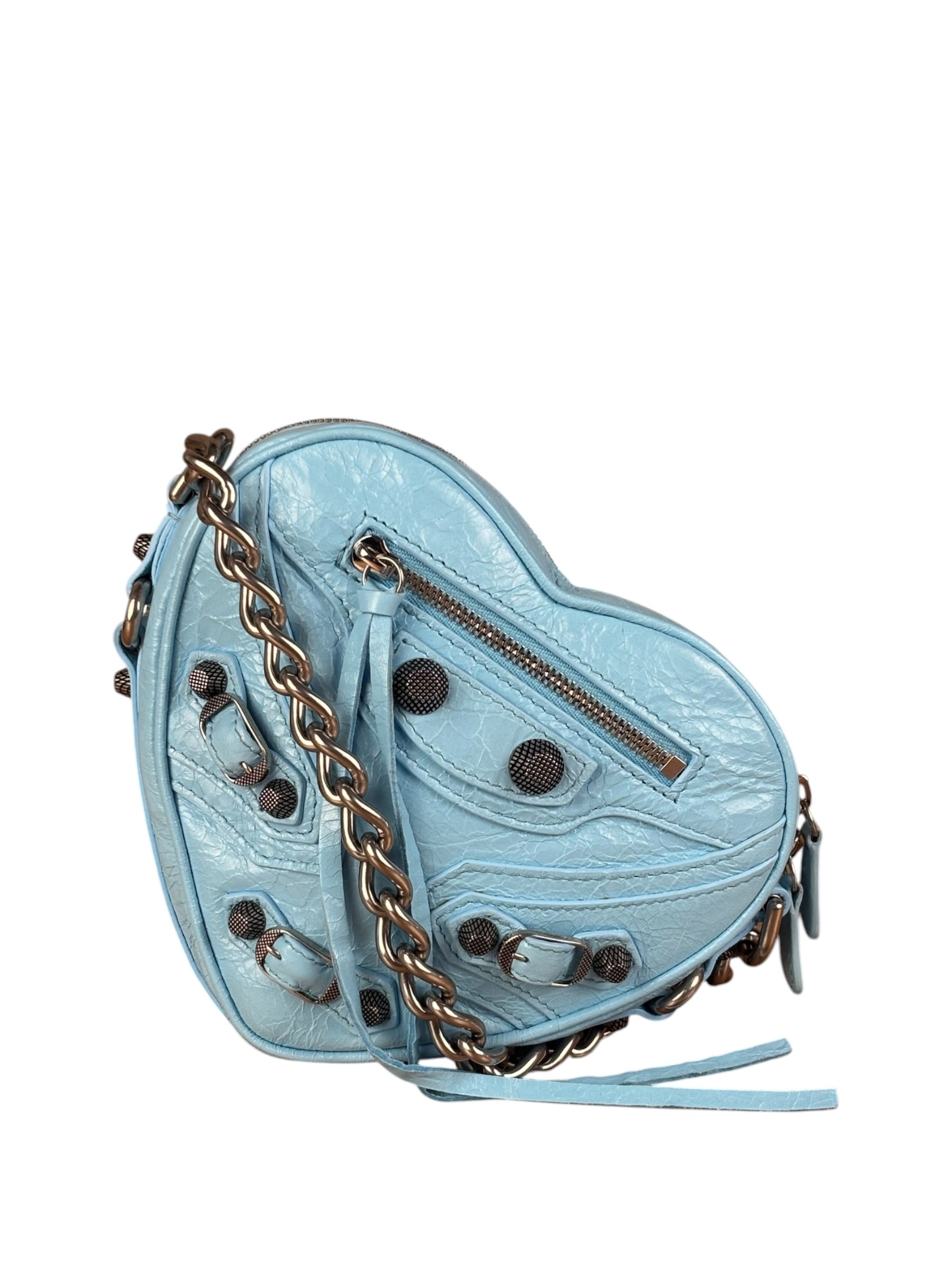 Balenciaga Light Blue Le Cagole Heart Mini Bag