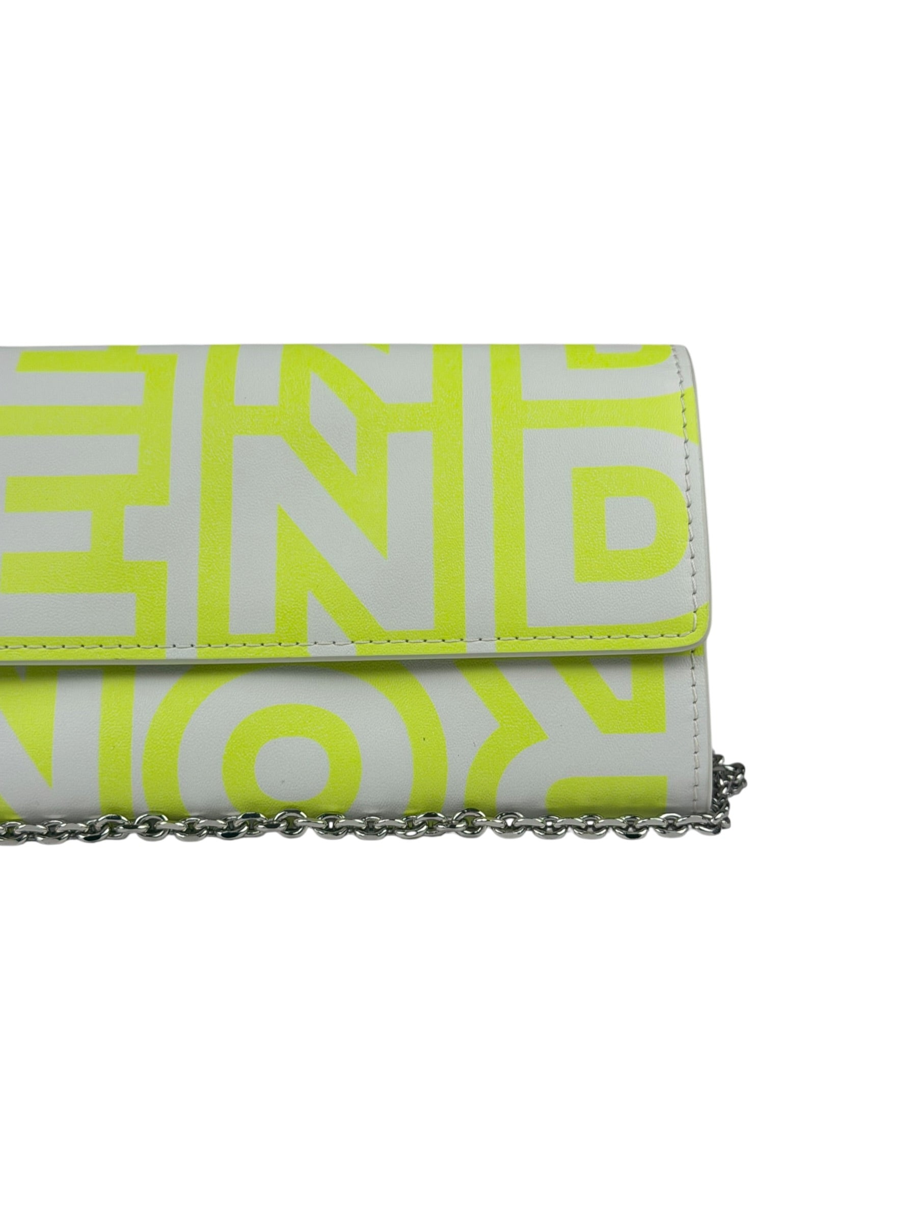 Fendi x Marc Jacobs Grey/Neon Yellow Roma Flap Wallet On Chain