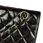 Chanel Black Patent Quilted Leather Double Flap Bag
