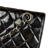 Chanel Black Patent Quilted Leather Double Flap Bag