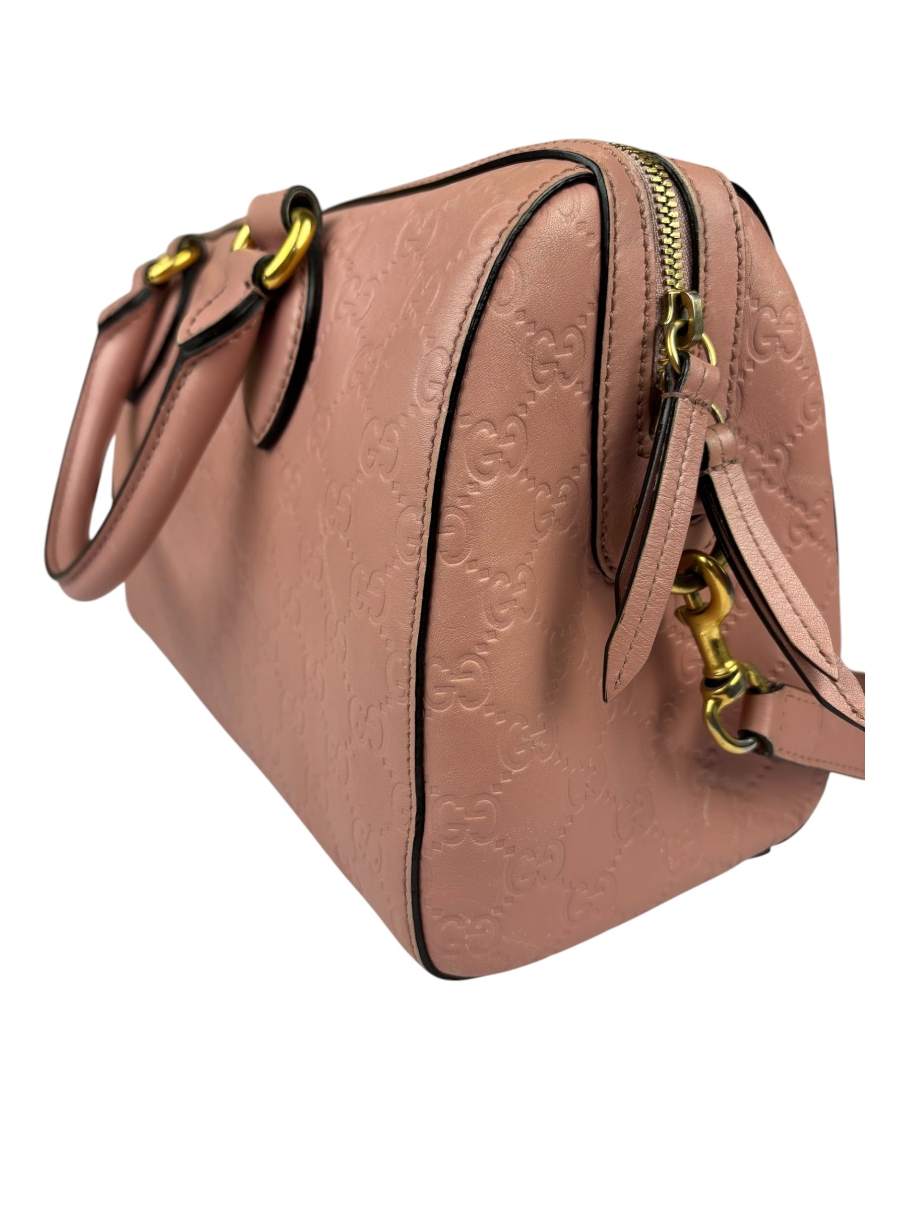Gucci Pink Leather Guccissima Two-Way Boston Bag