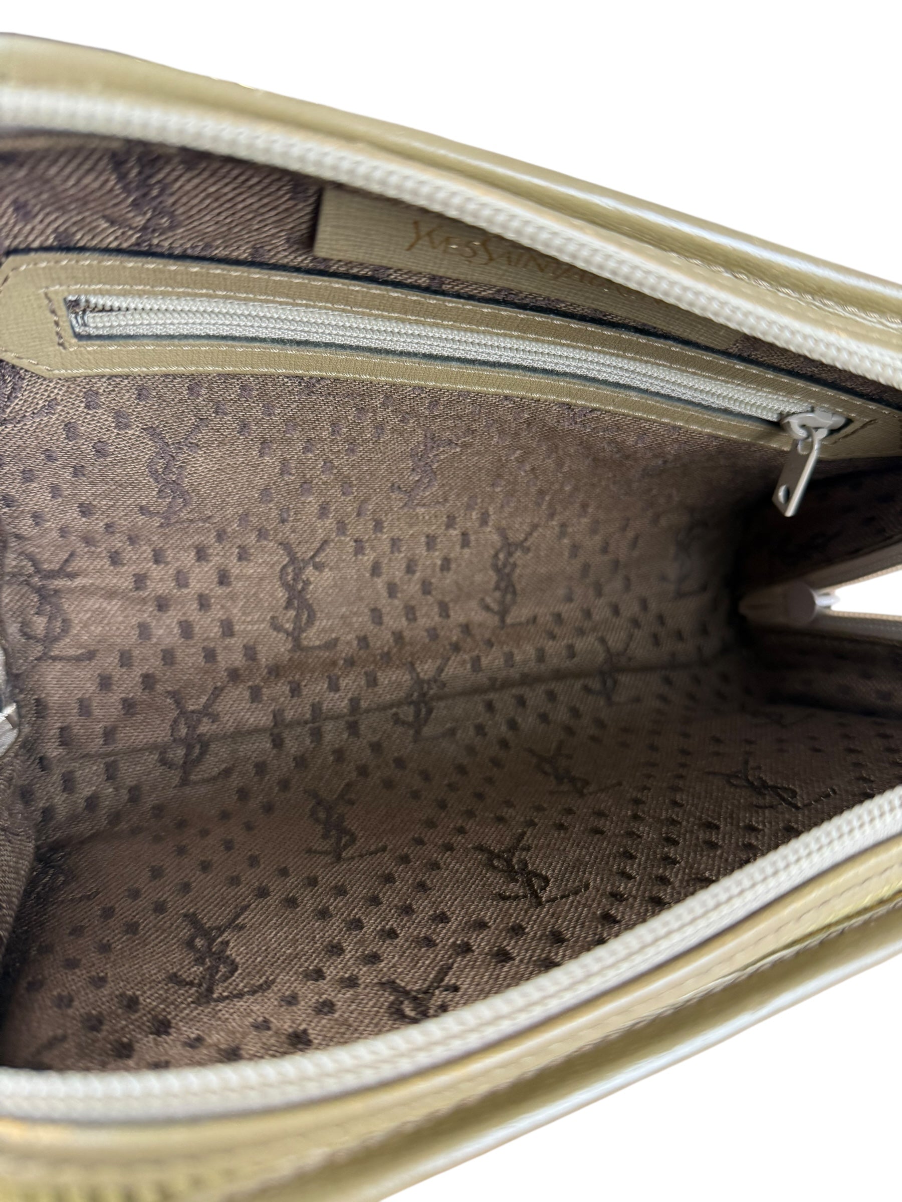 YSL Vintage Grey Leather Travel Pouch