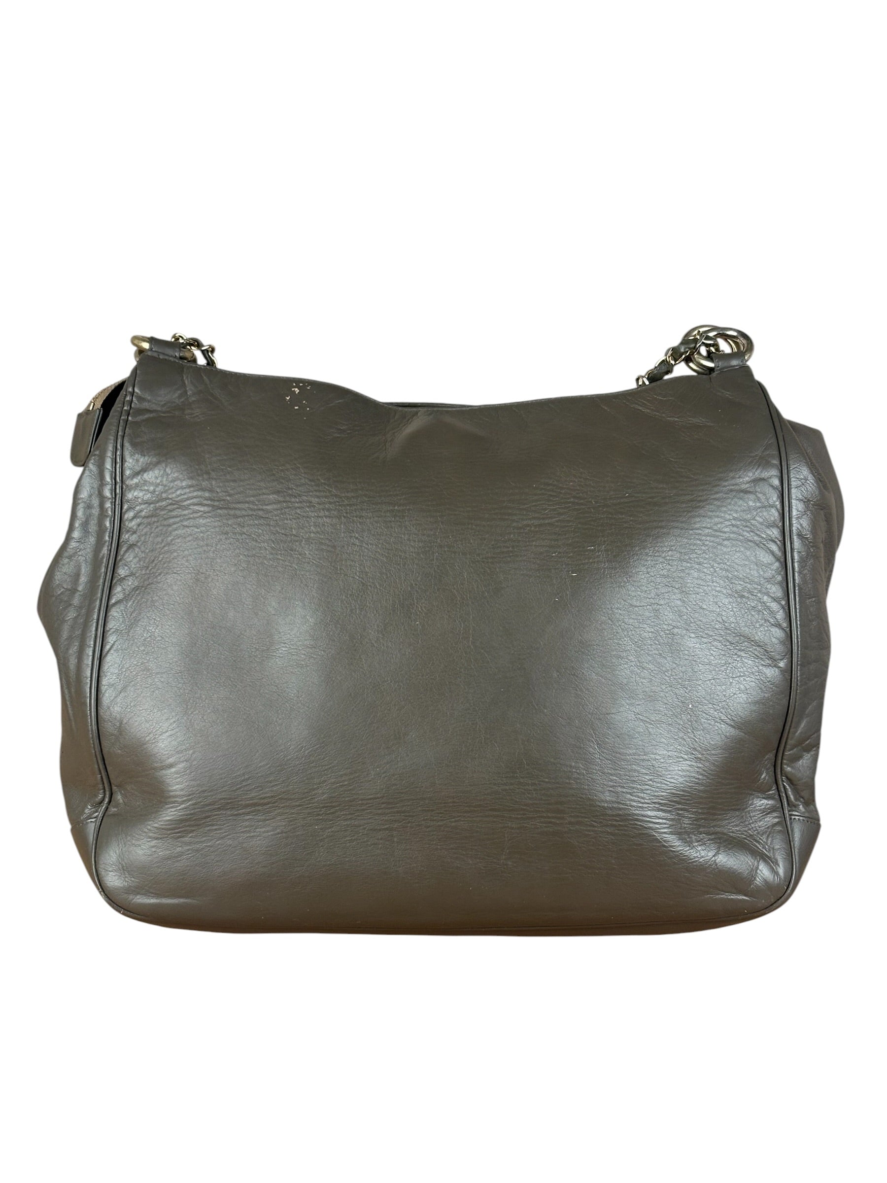 Chanel CC Grey Leather Chain Hobo Bag '89-'91
