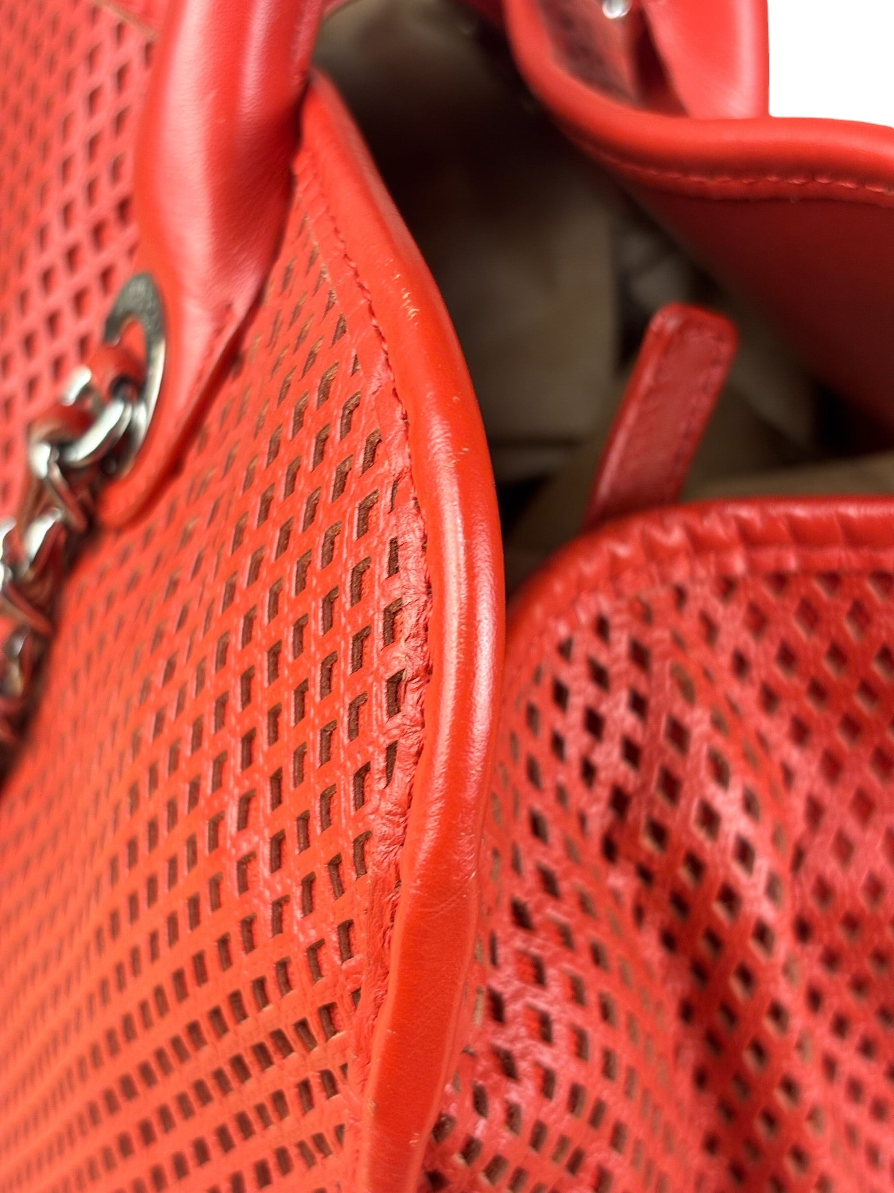 Chanel Red Perforated Leather Up in the Air 2Way Tote 2014