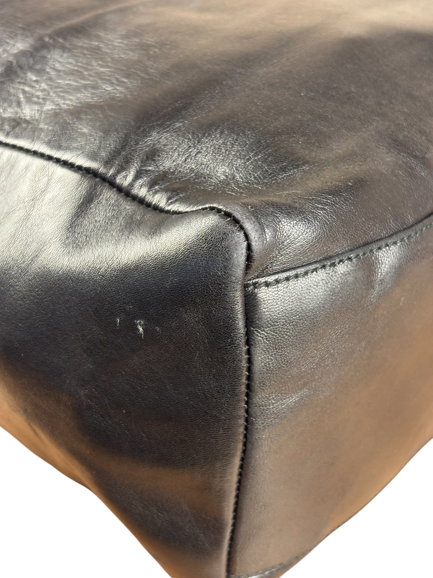 Prada Vintage Black Leather Tote Bag