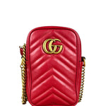 Gucci GG Marmont Vertical Phone Crossbody Bag Red
