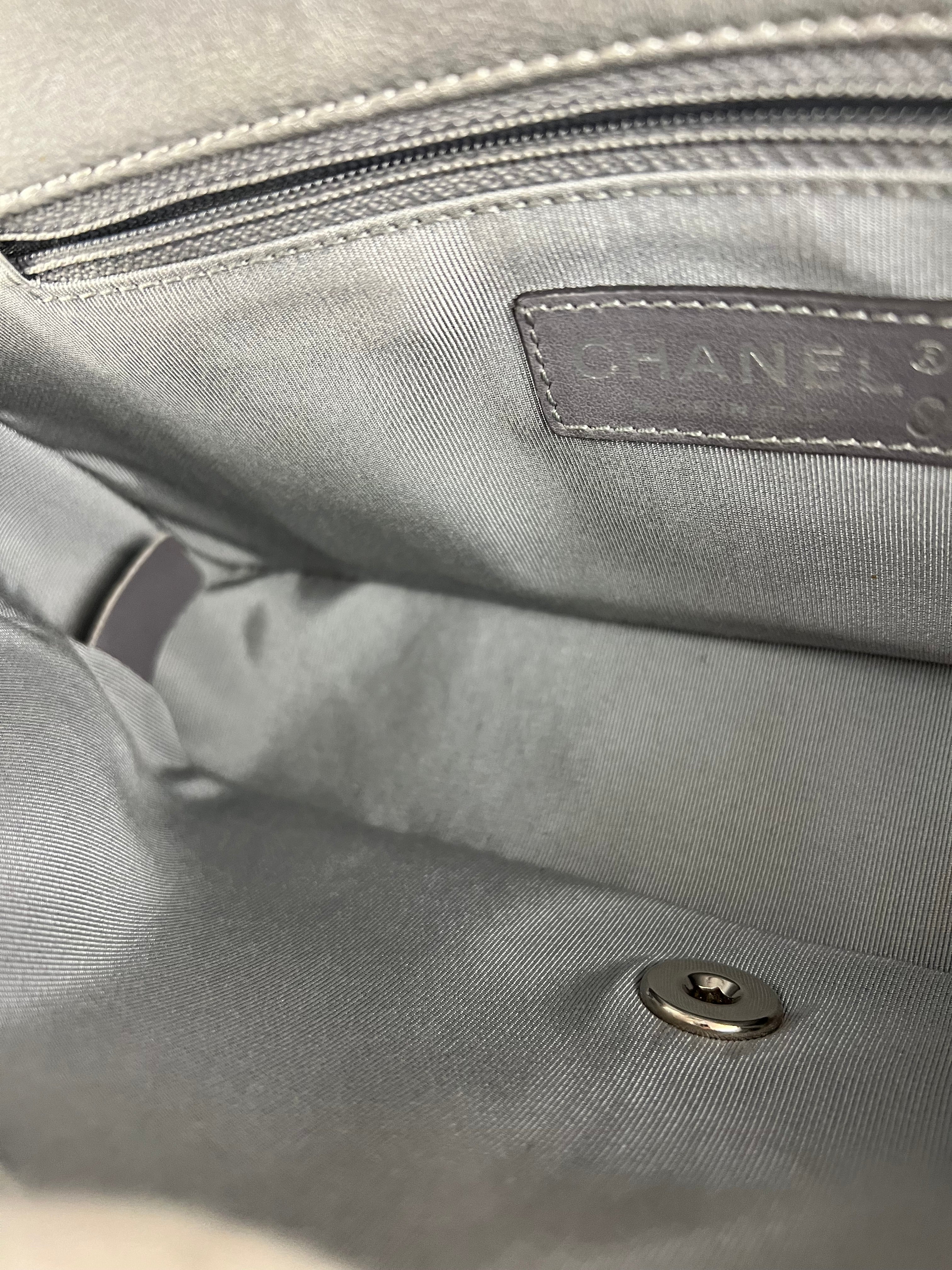 Chanel 2017 Mademoiselle Silver Chevron Single Flap