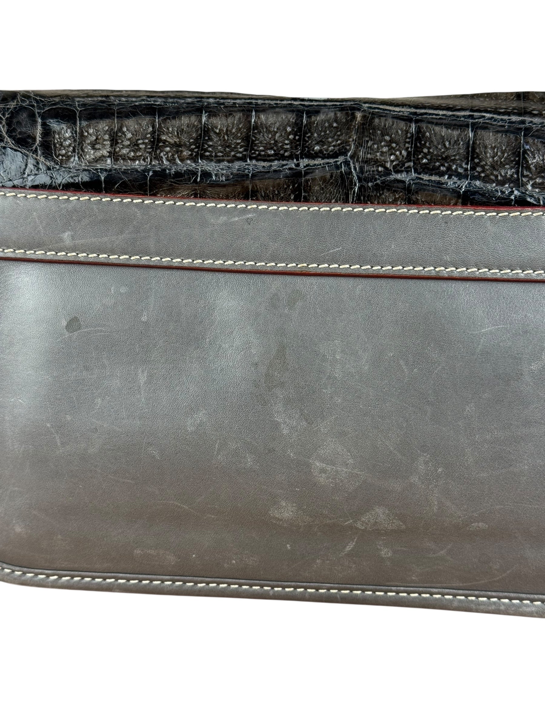 Gucci Vintage Grey Leather Flap Clutch