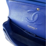 Chanel Shiny Blue Quilted Patent Leather Trim Double Flap Bag 2012