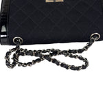 Chanel Black Patent Leather Trim/Cotton 2.55 Reissue Flap Bag 2000