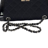 Chanel Black Patent Leather Trim/Cotton 2.55 Reissue Flap Bag 2000