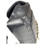 Chanel Vintage Black Leather Double Flap Shoulder Bag 1999