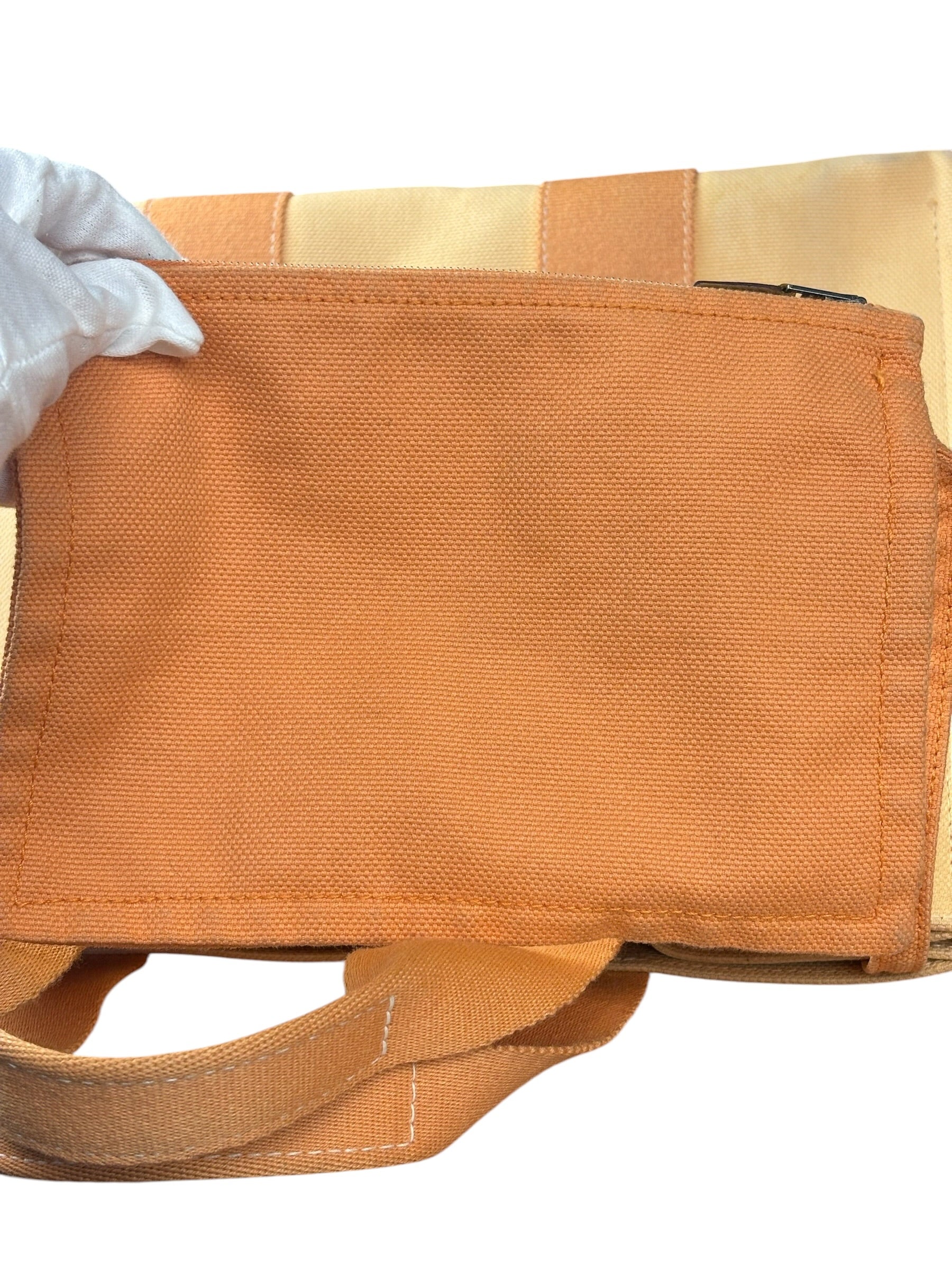 Hermes Bicolor Woven Cotton Bora Bora Canvas Tote Bag PM