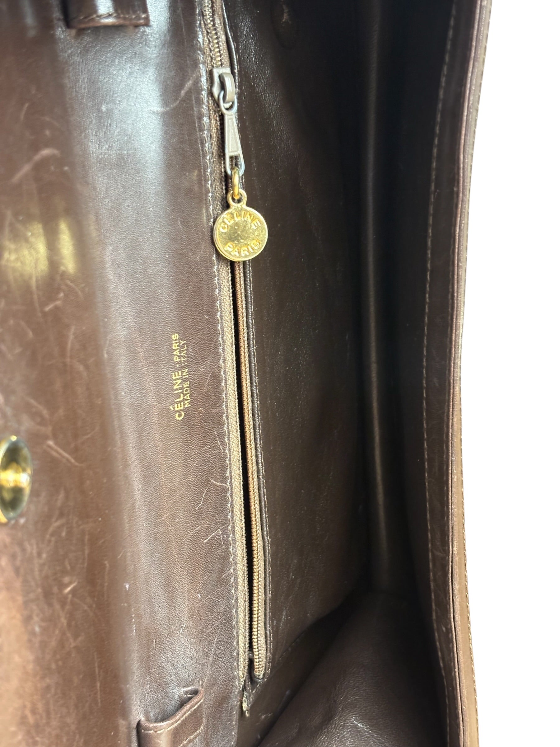 Celine Leather Trim C Sulky Shoulder Bag No Strap