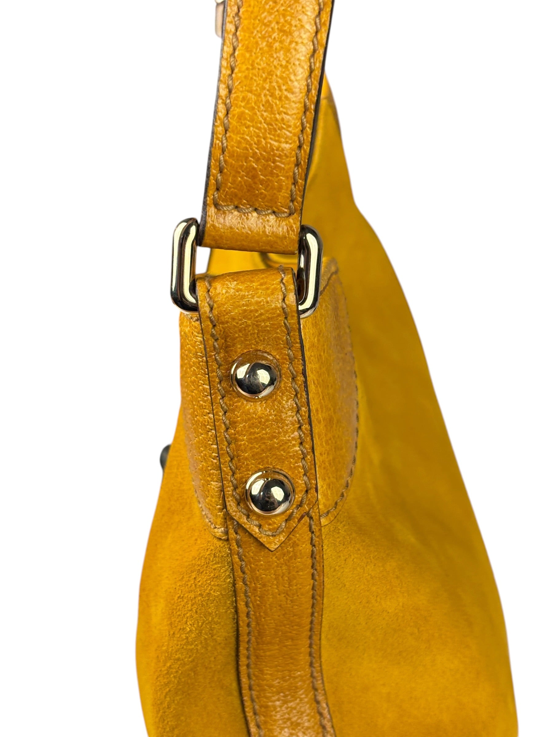 Gucci Mustard Yellow Suede/Leather Trim Hasler Horsebit Hobo Bag