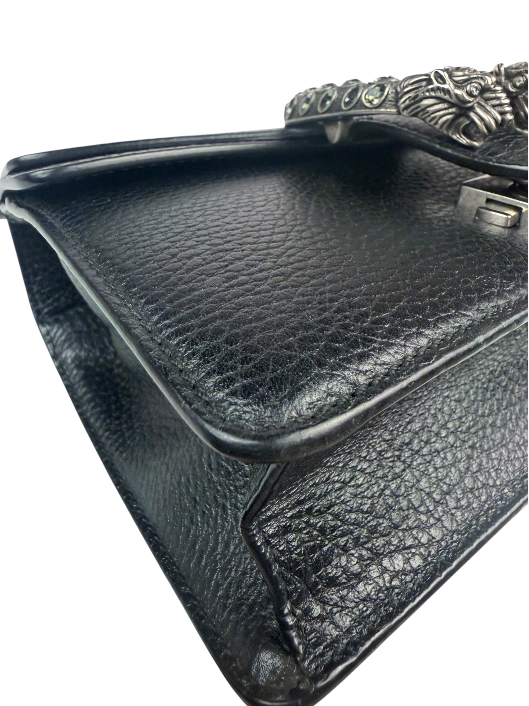 Gucci Black Pebbled Leather Dionysus Small Chain Shoulder Bag