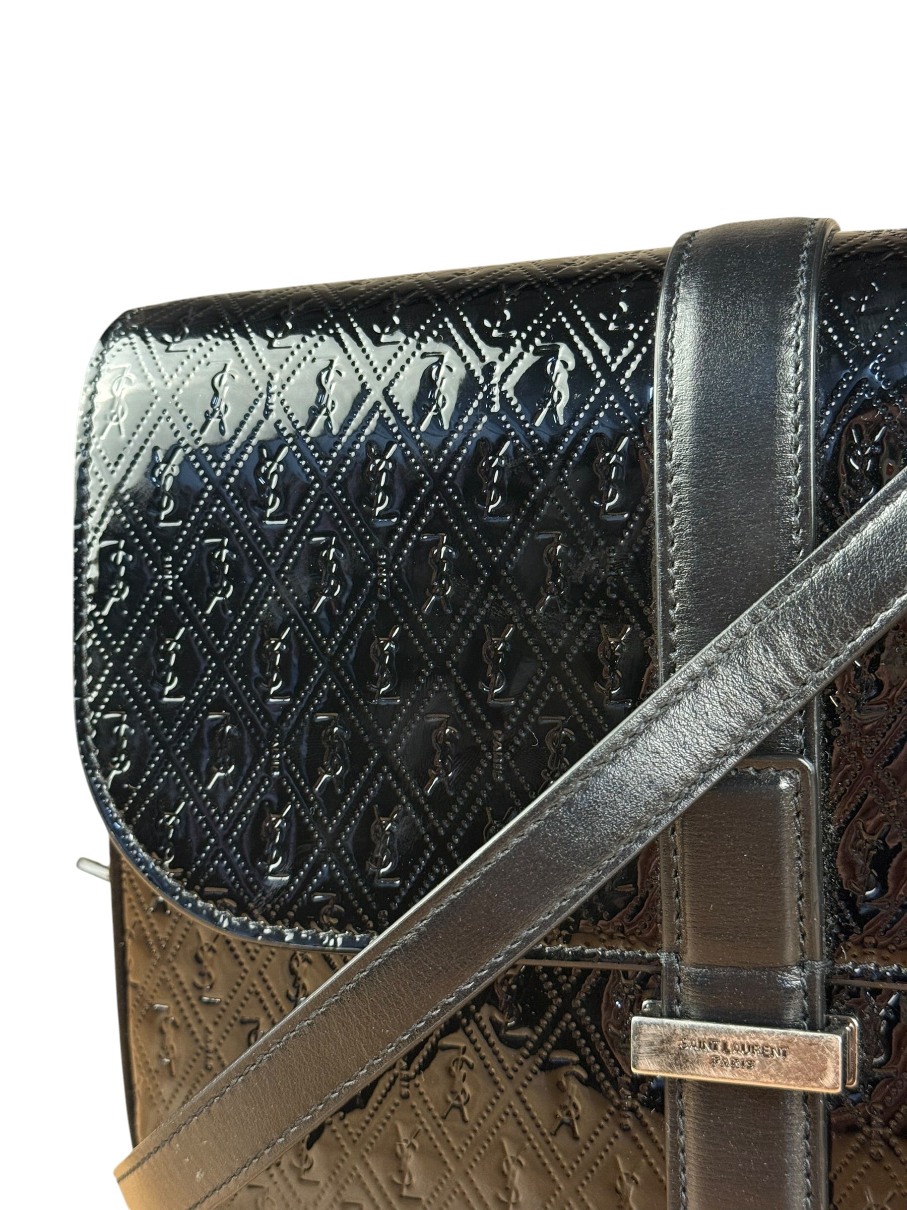 Saint Laurent Black Monogram Patent Leather Shoulder Bag
