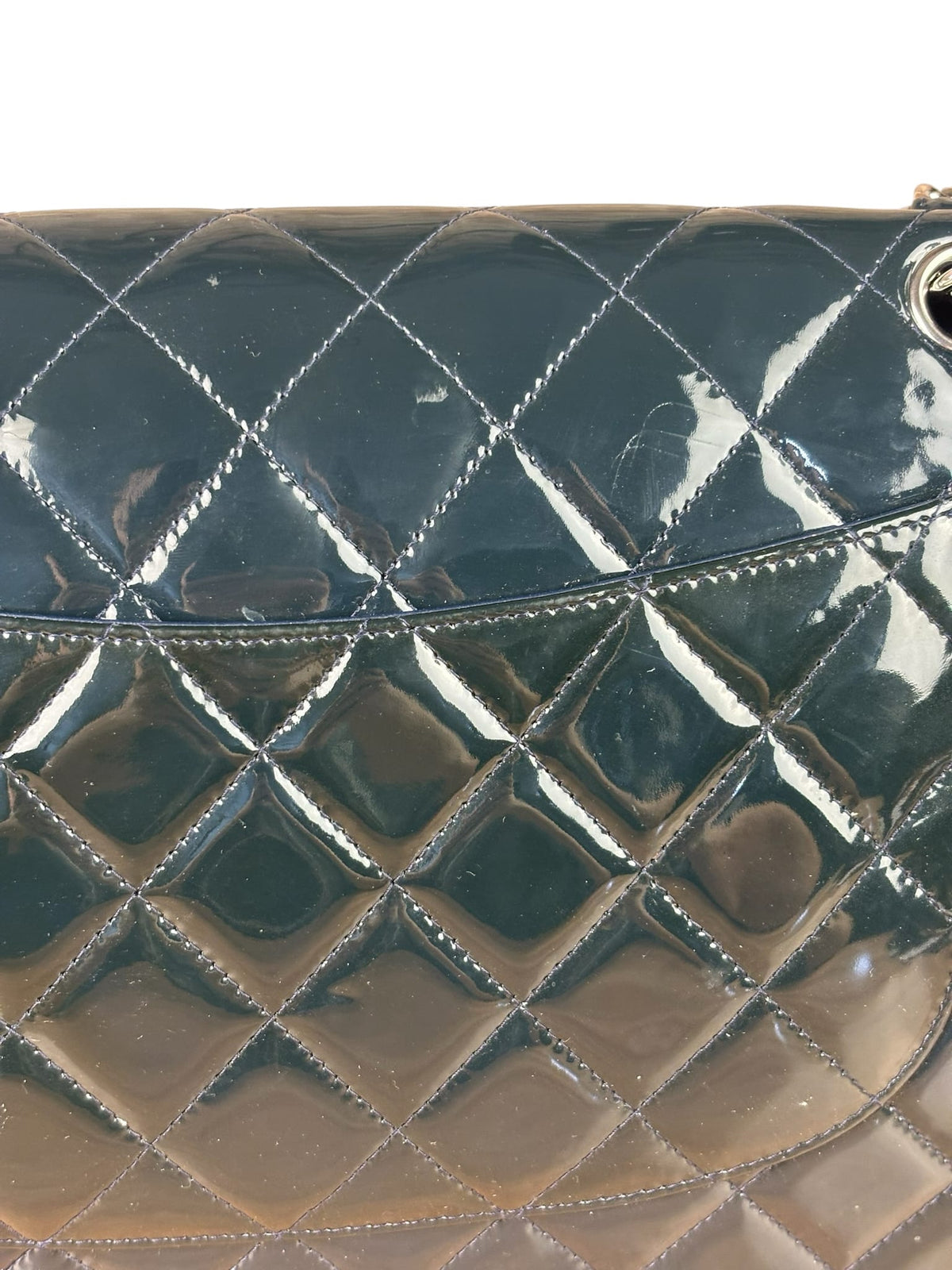 Chanel Dark Teal Quilted Patent M Double Flap 2013