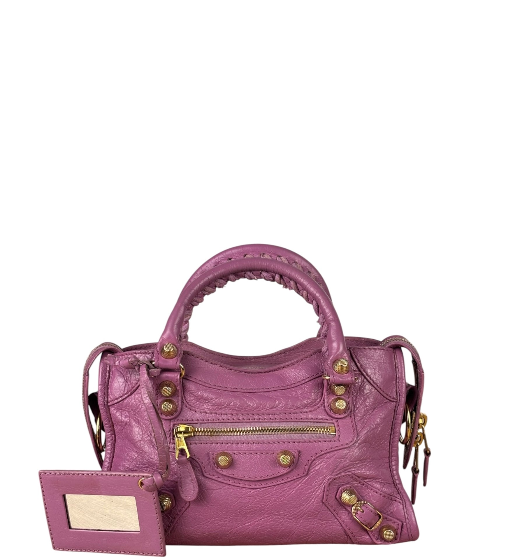 Balenciaga Purple Leather Velo Moto Two-Way Bag