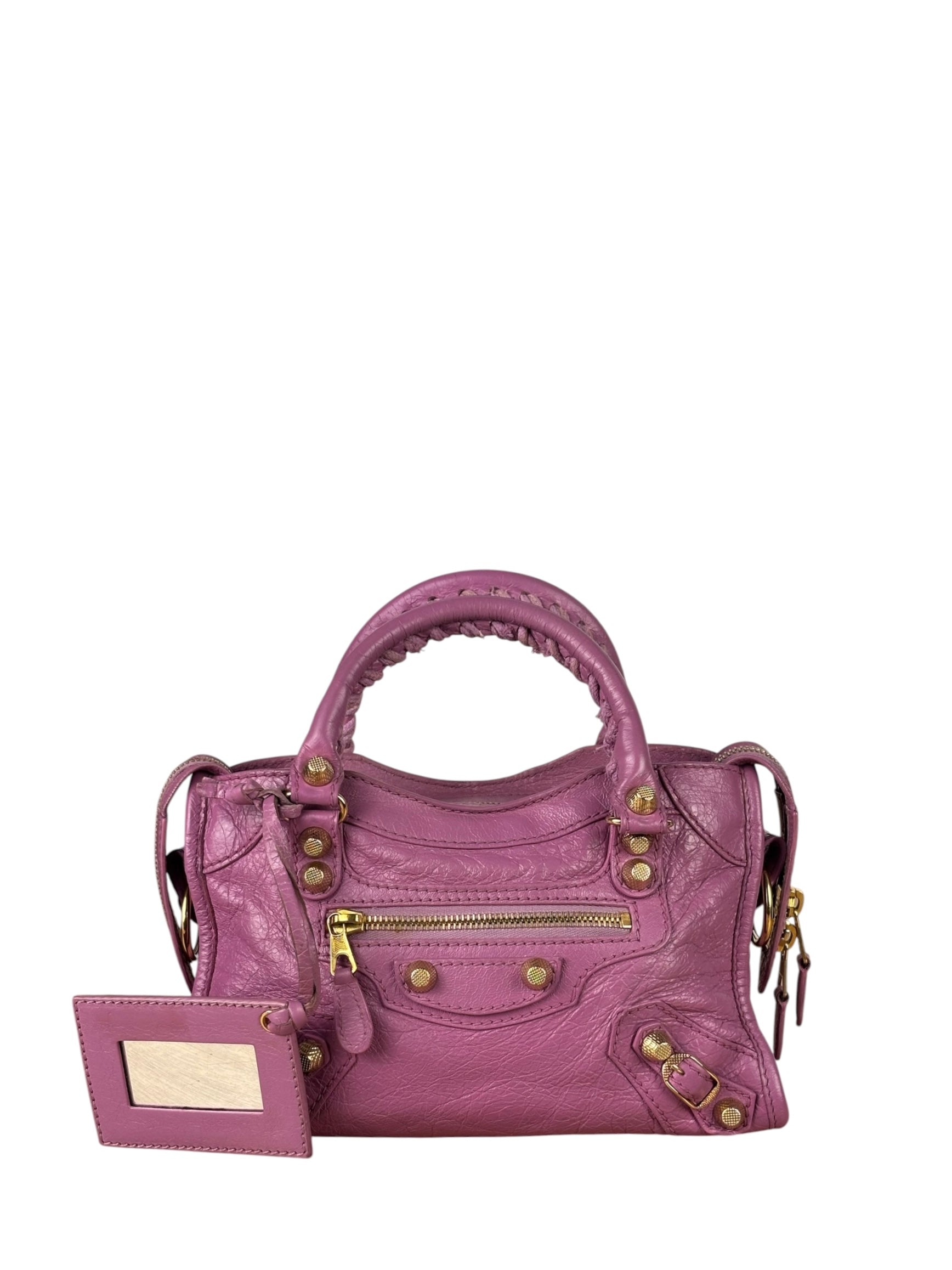 Balenciaga Purple Leather Velo Moto Two-Way Bag