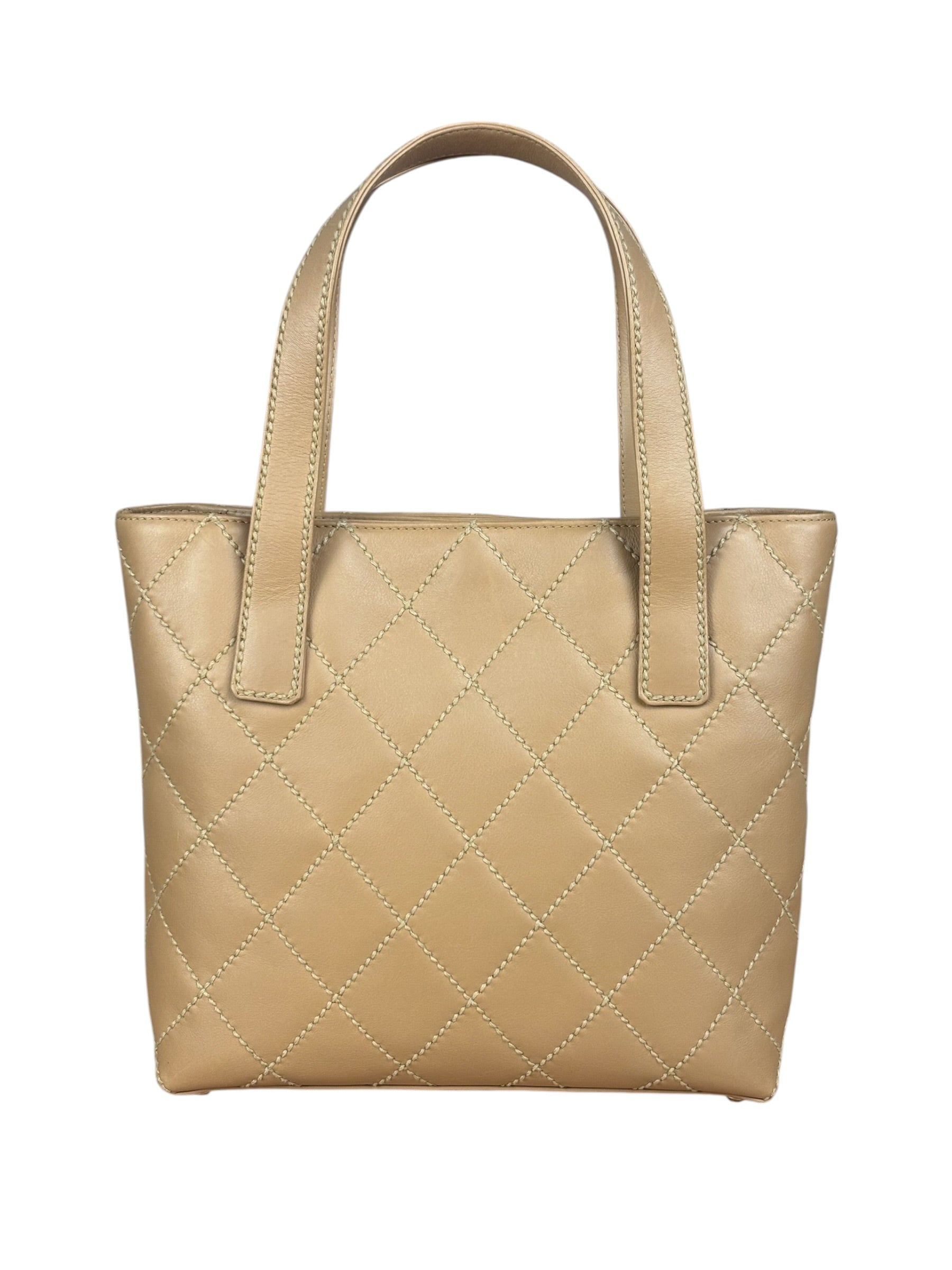 Chanel Vintage Beige Wild Stitch Small Tote Bag 2003