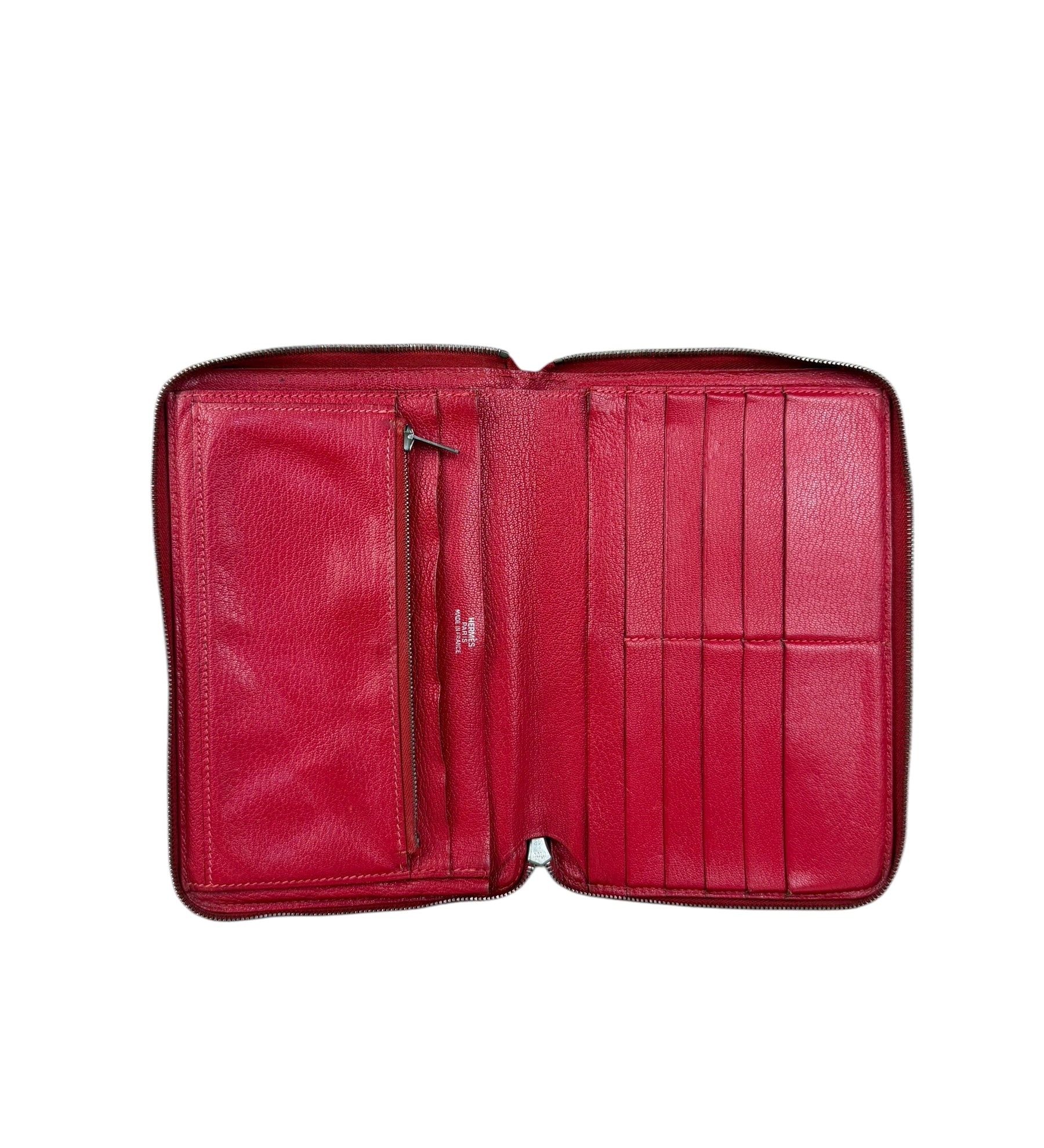 Hermes Rouge Epsom Leather Vintage Organizer Wallet