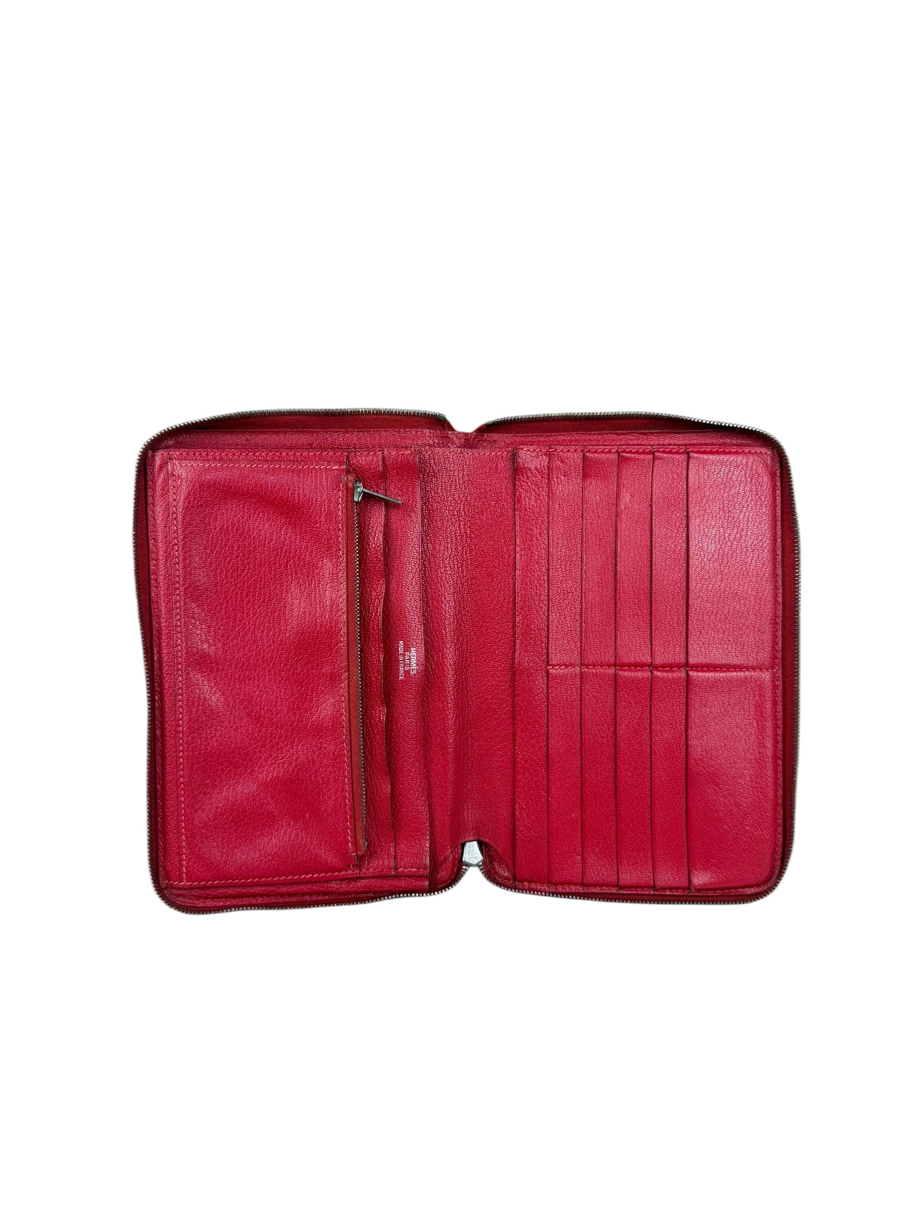Hermes Rouge Epsom Leather Vintage Organizer Wallet