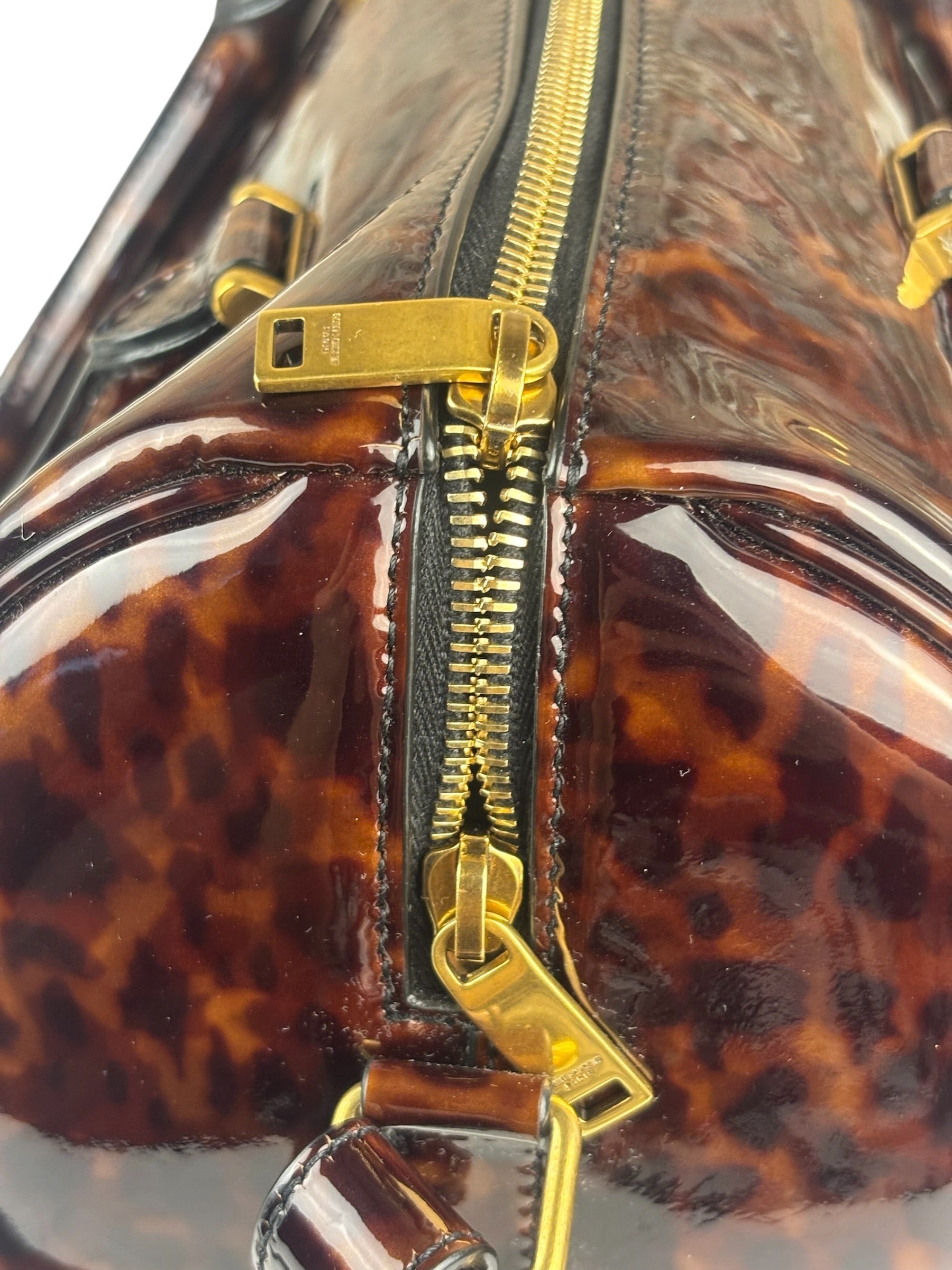 YSL Patent Leather Tortoise Shell Duffle