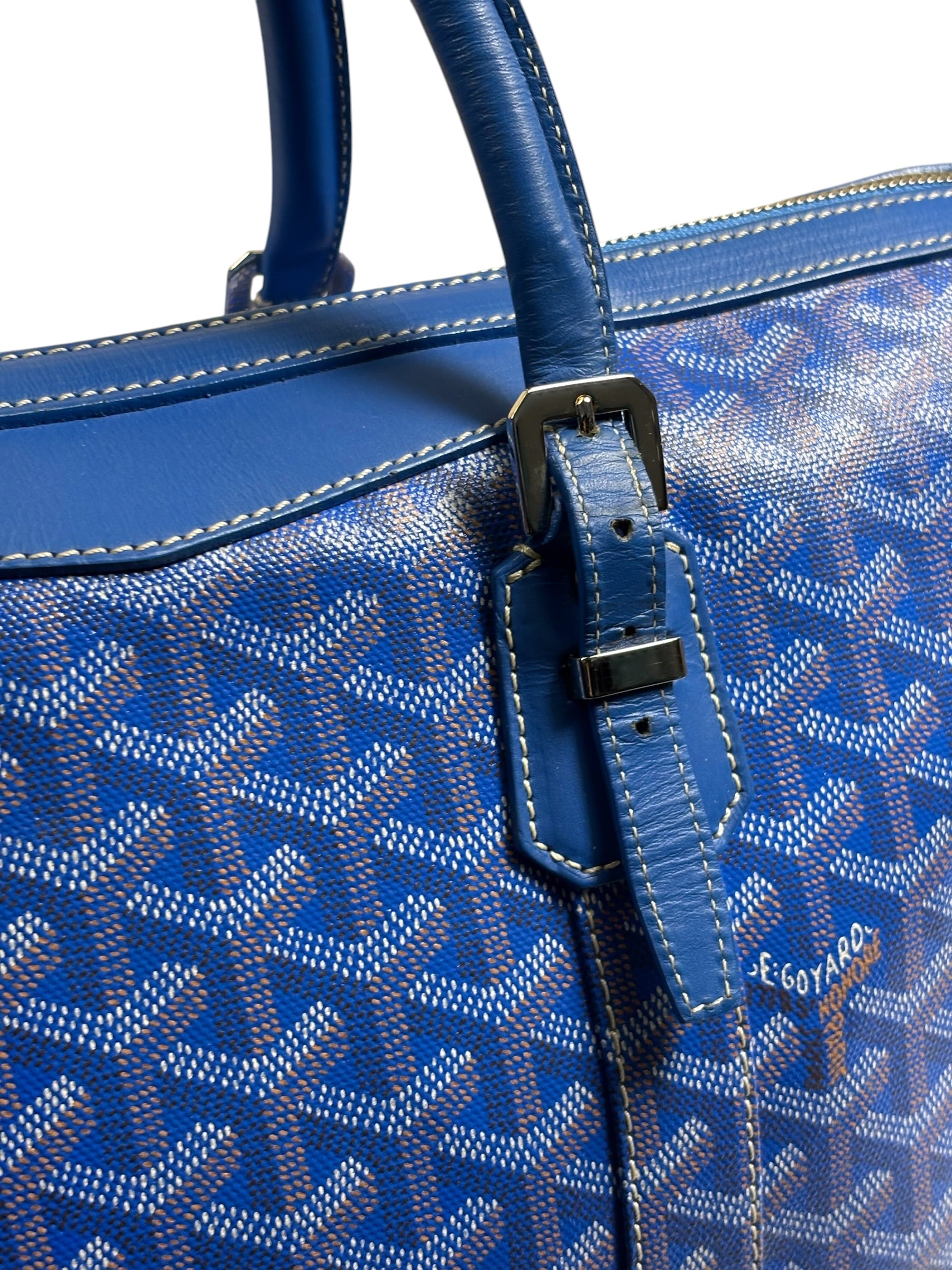 Goyard Blue Leather Goyardine Coated Canvas Shoulder Bag