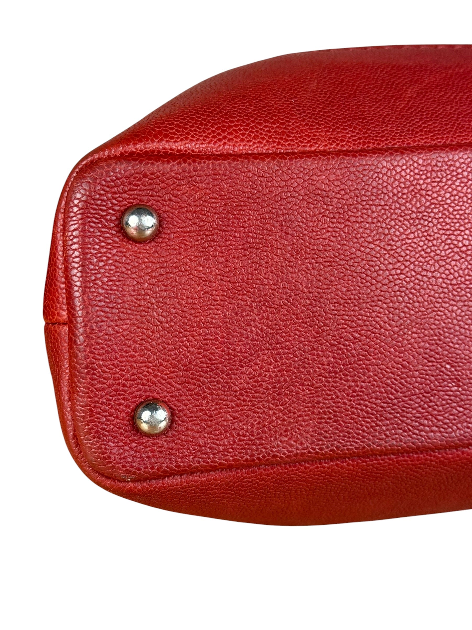 Chanel Red Quilted Caviar Be CC 2Way Tote Bag 2014