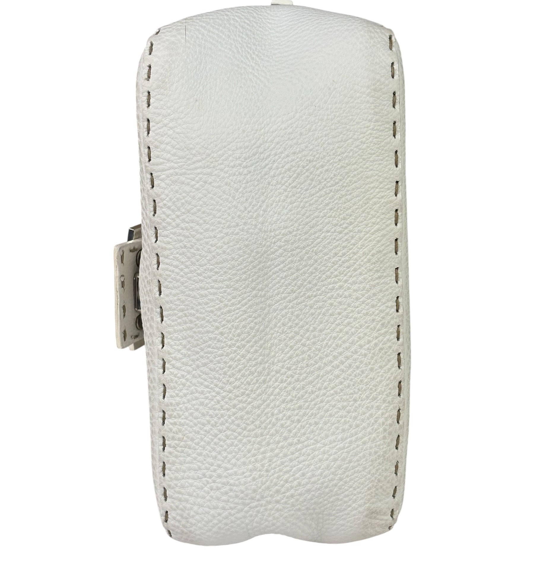 Fendi White Leather Selleria Baguette