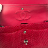 Chanel Classic Double Flap Python Bag Pink 2014