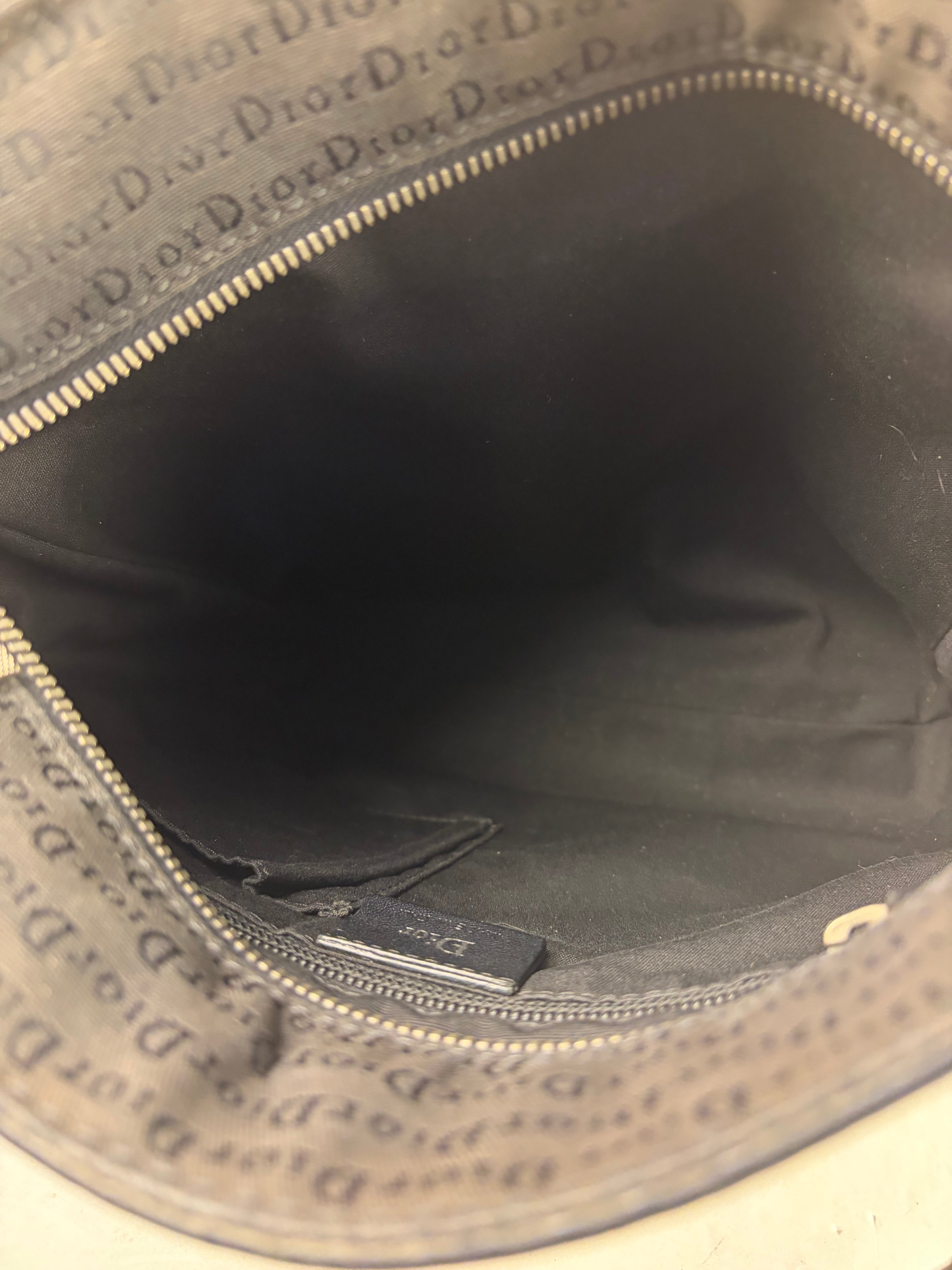 Christian Dior Black Leather Trim Canvas Dior Print Crossbody Bag