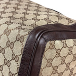 Gucci GG Leather Trim Canvas Techno Boston Handbag