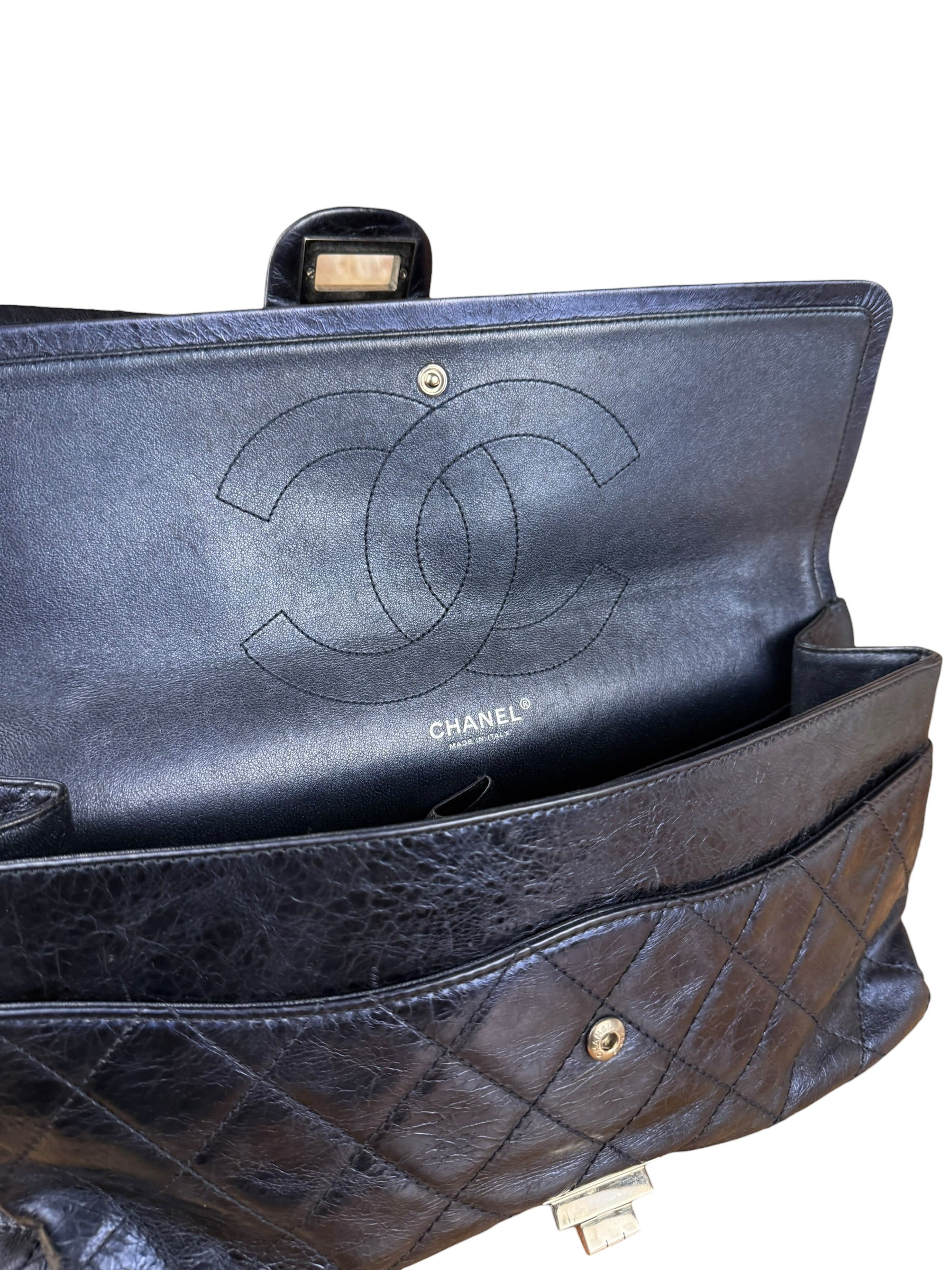 Chanel Blue Metallic Aged Quilted 2.55 Double Flap Bag 2008