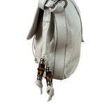 Gucci White Leather Bamboo Jungle Shoulder Bag