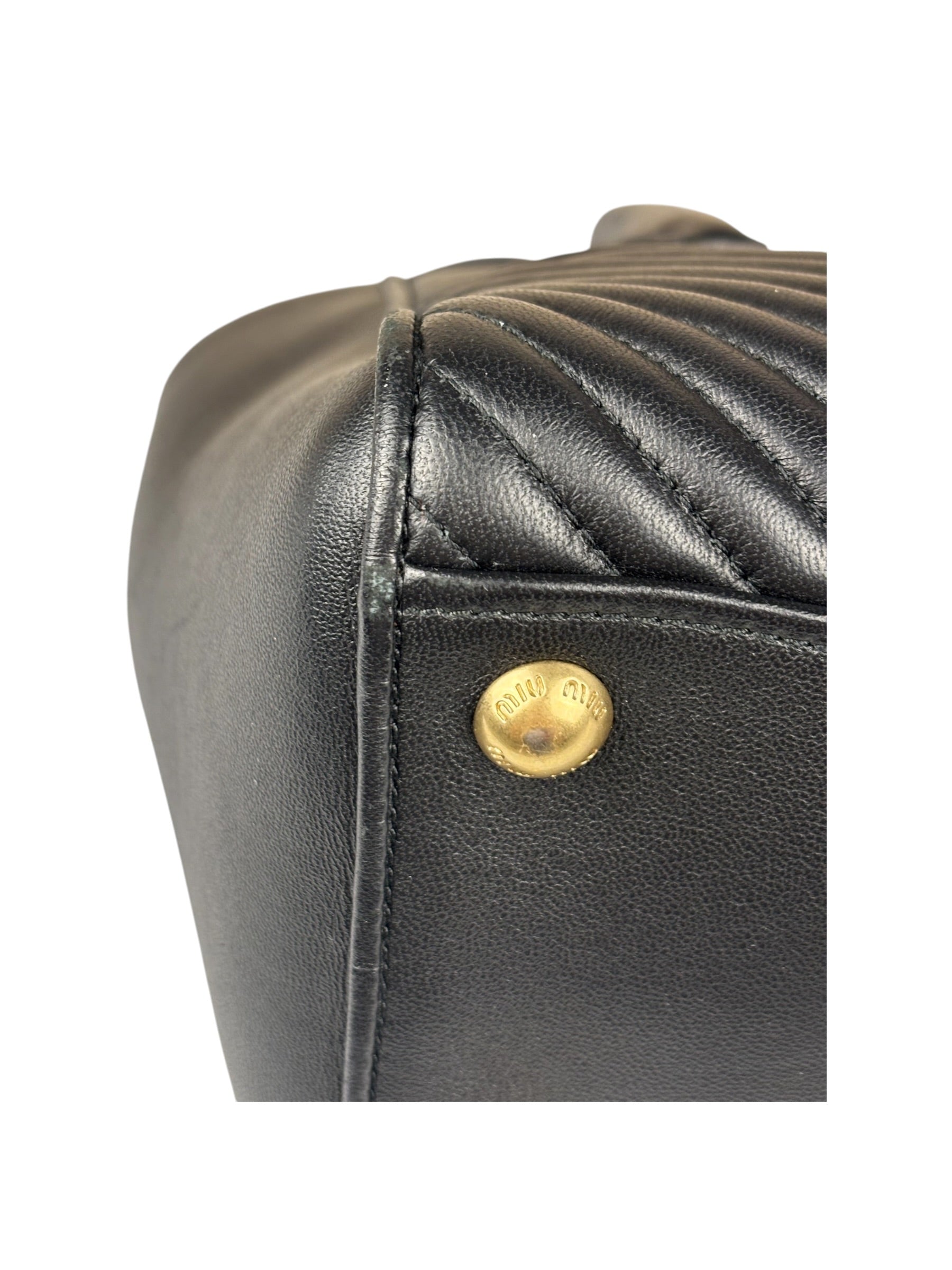 Miu Miu Black Leather Nappa Biker Tote Bag