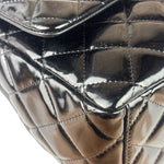 Chanel Black Patent Leather Quilted Leather Double Flap Jumbo Bag 2012