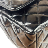 Chanel Black Patent Leather Quilted Leather Double Flap Jumbo Bag 2012