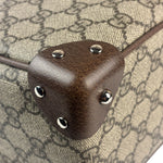 Gucci Brown Leather Trim GG Supreme Soft Trunk Crossbody
