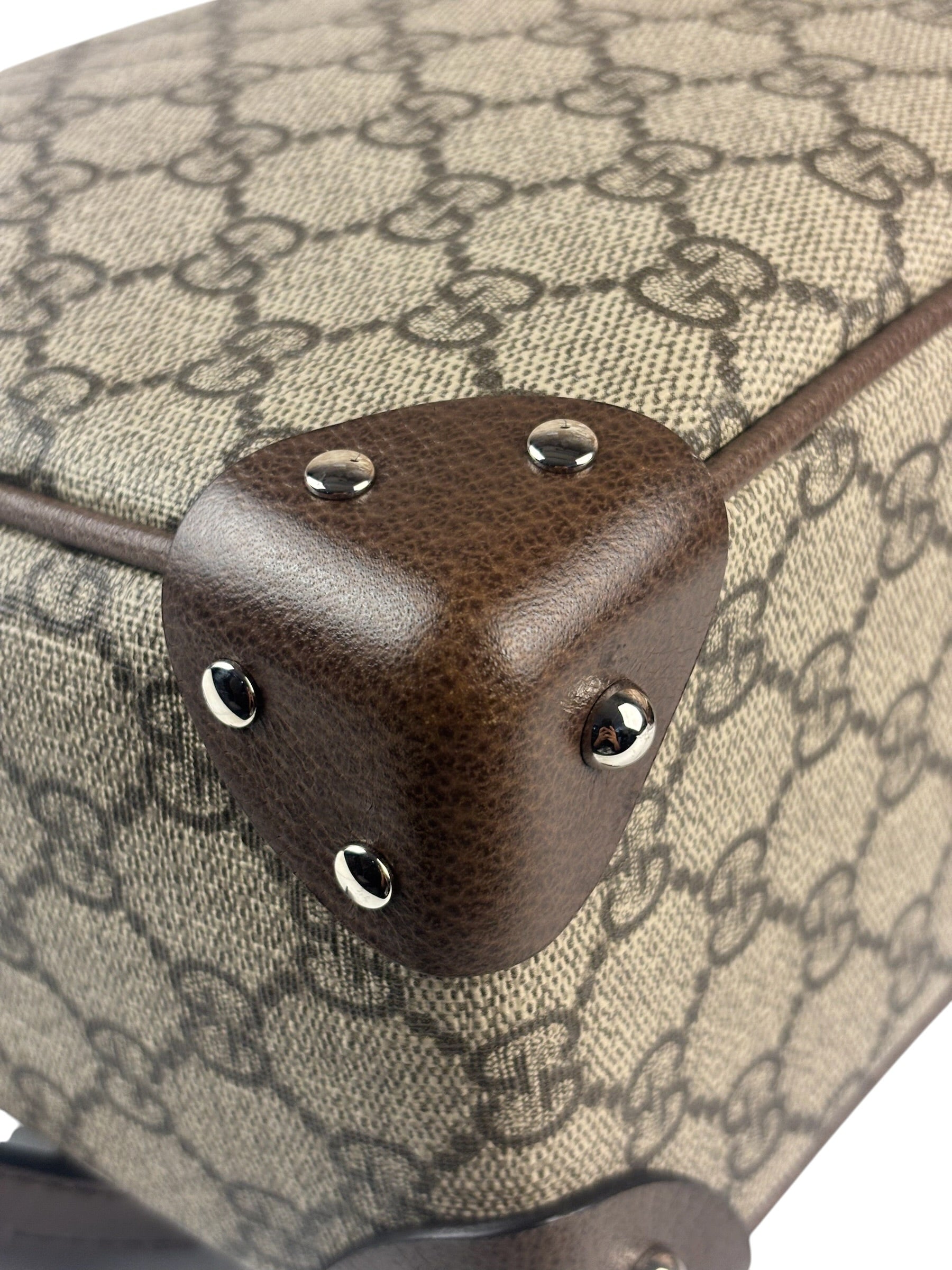Gucci Brown Leather Trim GG Supreme Soft Trunk Crossbody